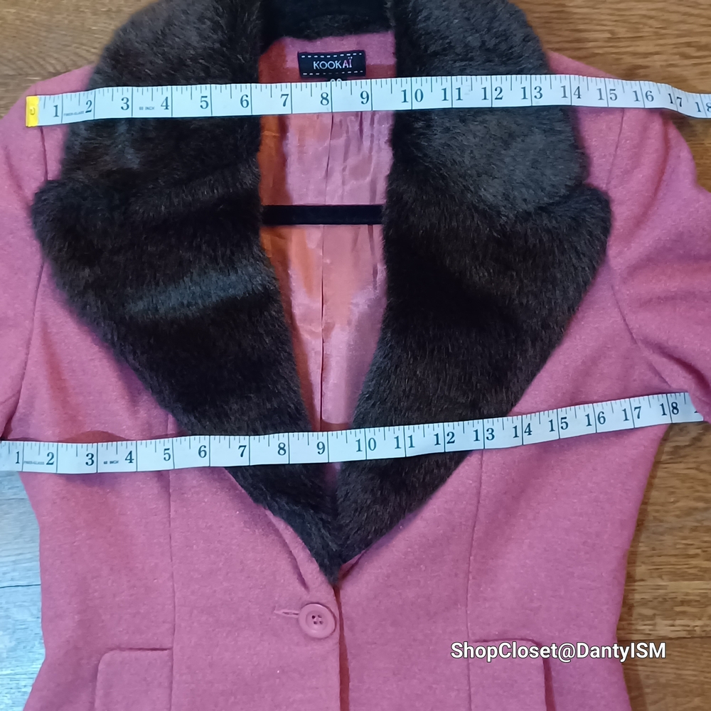 Kookai Rose Blazer with Chocolate Fur Trim - Picture 12 of 16